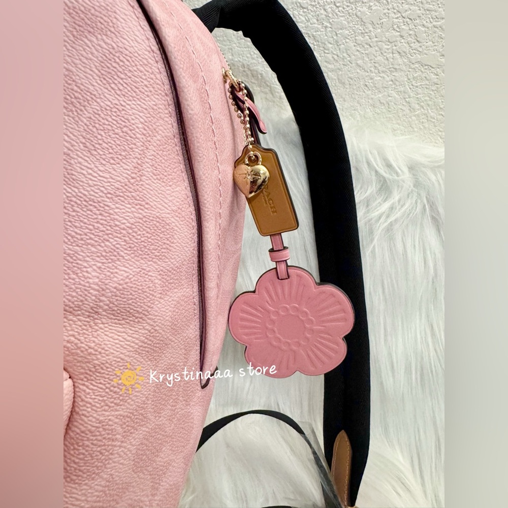 COACH Taylor Small Backpack In Signature Canvas With Charms CEF46 Powder Pink - Picture 5 of 12